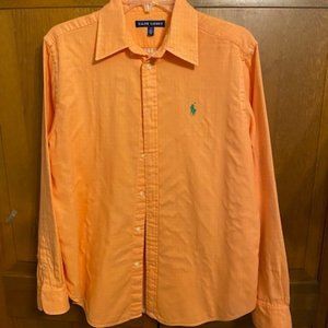 Ladies Ralph Lauren Cotton Long Sleeve Shirt in Creamsicle Orange size Large
